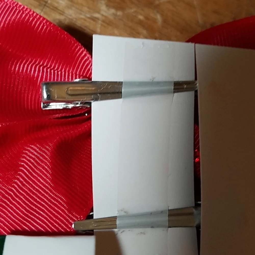 3 x 1.5 Red Rhinestone Hair Bow Set of 2